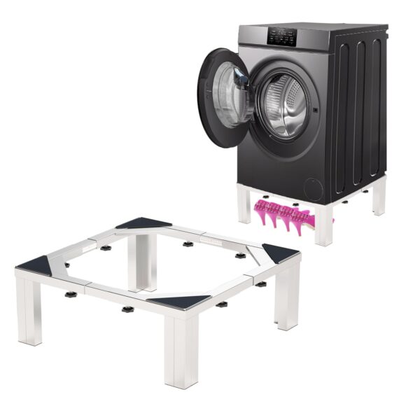 Height Heavy Duty Laundry Pedestal Full Size Adjustable Washer Dryer Stand With Non Slip Mat 17 29.5″ Adjustable Width Washing Machine Base For Refrigerator Dishwasher White